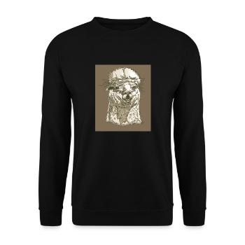 "ALPAKA // PURE" Face - Unisex Pullover - Schwarz - Vorne - Alina (178cm) & Michal (187cm)