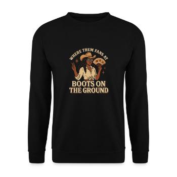 Boots On The Ground Western Vibes - Unisex Pullover - Schwarz - Vorne - Alina (178cm) & Michal (187cm)