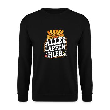 Malle ALLES LAPPEN HIER Retro Lustig - Unisex Pullover - Schwarz - Vorne - Alina (178cm) & Michal (187cm)