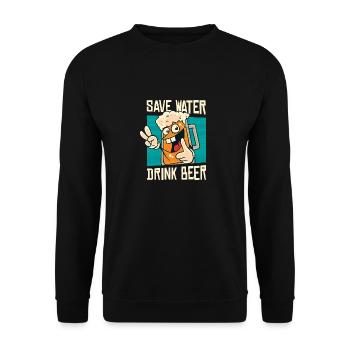 Save Water Drink Beer - Unisex Sweatshirt - black - Front - Alina (178cm) & Michal (187cm)