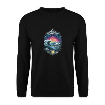 Fascinating waves and sunrise in the - Unisex Sweatshirt - black - Front - Alina (178cm) & Michal (187cm)