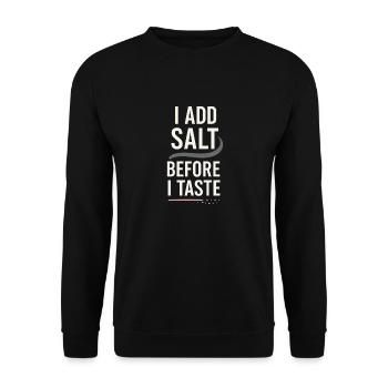 Salzliebhaber Natriumabhängiger Nacl Meme - Unisex Pullover - Schwarz - Vorne - Alina (178cm) & Michal (187cm)