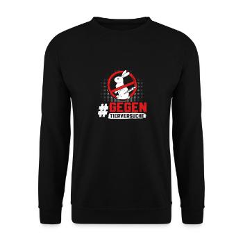 Tierschutz STOPPT TIERVERSUCHE GEGEN VERSUCHE - Unisex Pullover - Schwarz - Vorne - Alina (178cm) & Michal (187cm)