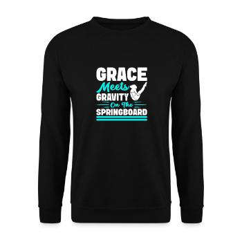 Kunstspringen Turmspringer Sprungbrett - Unisex Pullover - Schwarz - Vorne - Alina (178cm) & Michal (187cm)