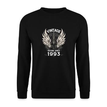 Vintage Rockin' seit 1993, 32 Jahre alt - Unisex Pullover - Schwarz - Vorne - Alina (178cm) & Michal (187cm)