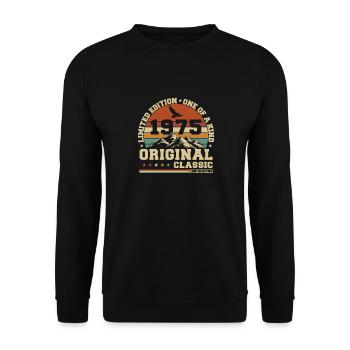 1975 Vintage Retro Geburtstagsgeschenk - Unisex Pullover - Schwarz - Vorne - Alina (178cm) & Michal (187cm)