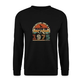 1975 Vintage Retro Geburtstagsgeschenk - Unisex Pullover - Schwarz - Vorne - Alina (178cm) & Michal (187cm)