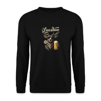 Lausbua Trachtenshirt Trachtenhemd T-Shirt Herren - Unisex Pullover - Schwarz - Vorne - Alina (178cm) & Michal (187cm)