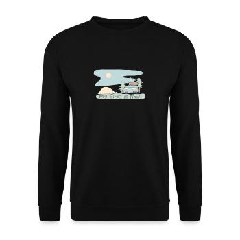 My Time Is Now - Retro Camping Adventure Design My - Unisex Sweatshirt - black - Front - Alina (178cm) & Michal (187cm)