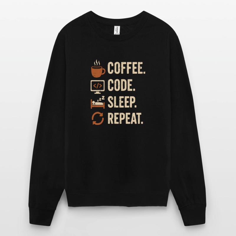 Geek Coder Routine – Coffee, Code, Sleep, More Unisex Sweatshirt