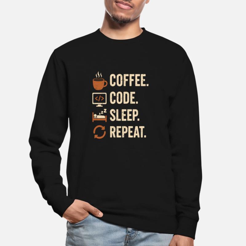 Geek Coder Routine – Coffee, Code, Sleep, More Unisex Sweatshirt