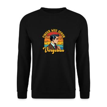 Malle FINGER WEG VERGEBEN Lustiges - Unisex Pullover - Schwarz - Vorne - Alina (178cm) & Michal (187cm)