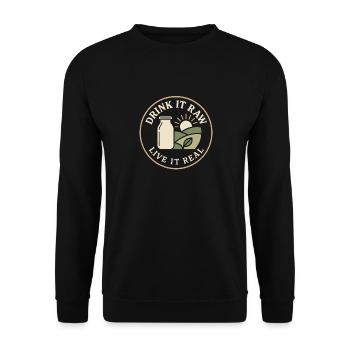 Boire du lait cru Lait cru de la ferme Fraîcheur - Sweat-shirt Unisexe - noir - Devant - Alina (178cm) & Michal (187cm)