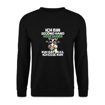 Second Hand Vegetarier - Unisex Pullover - Schwarz - Vorne - Alina (178cm) & Michal (187cm)