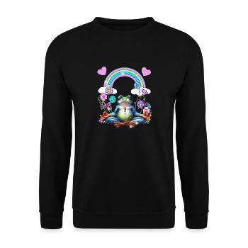 yoga frog retro yogi - Unisex Sweatshirt - black - Front - Alina (178cm) & Michal (187cm)