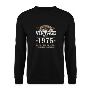1975 Vintage Retro Geburtstagsgeschenk - Unisex Pullover - Schwarz - Vorne - Alina (178cm) & Michal (187cm)
