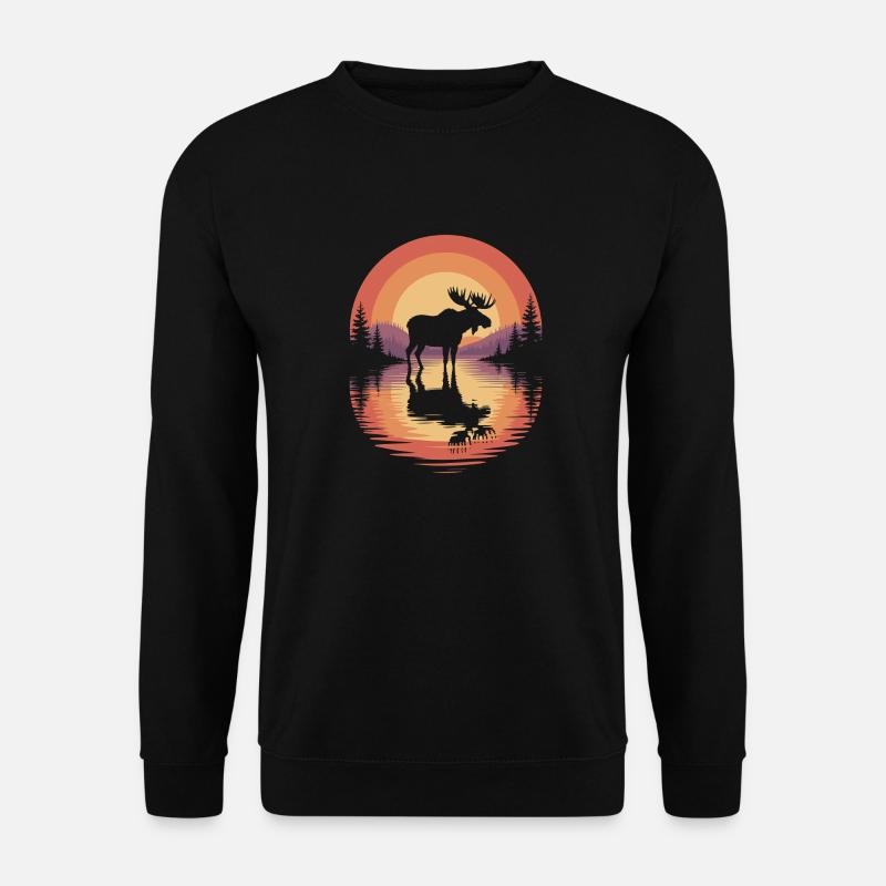 Funny Moose Nature Forest - Unisex Sweatshirt - black