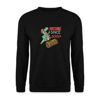 Dino Skater Geburtstag 2010 - Unisex Pullover - Schwarz - Vorne - Alina (178cm) & Michal (187cm)