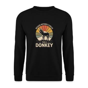Lustiger Spruch Esel Tier - Unisex Pullover - Schwarz - Vorne - Alina (178cm) & Michal (187cm)