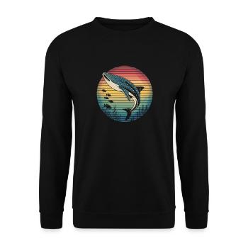 Retro Walhai Hai Meer Ozean Meerestiere - Unisex Pullover - Schwarz - Vorne - Alina (178cm) & Michal (187cm)