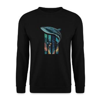 Walhai Meeresbewohner Hai Meer Ozean - Unisex Pullover - Schwarz - Vorne - Alina (178cm) & Michal (187cm)