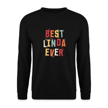 Beste Linda Ever Retro Vorname Text Spruch - Unisex Pullover - Schwarz - Vorne - Alina (178cm) & Michal (187cm)