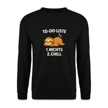 Liste de choses à faire : Nothing & Chill – Paresseux - Sweat-shirt Unisexe - noir - Devant - Alina (178cm) & Michal (187cm)
