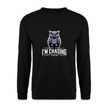 OWL CHASING YOU - Unisex Sweatshirt - black - Front - Alina (178cm) & Michal (187cm)