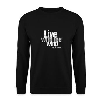 Leben mit Wind und Bäumen - Unisex Pullover - Schwarz - Vorne - Alina (178cm) & Michal (187cm)