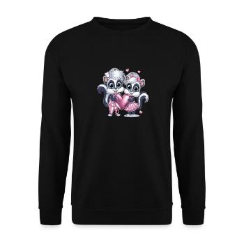 Couple de mouffettes mignon avec cœur pour la Saint-Valentin - Sweat-shirt Unisexe - noir - Devant - Alina (178cm) & Michal (187cm)