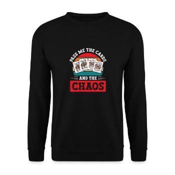 Pinochle Spruch Passez-moi les cartes et le chaos - Sweat-shirt Unisexe - noir - Devant - Alina (178cm) & Michal (187cm)