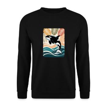 Orka Meerestier Schwertwal Wal Orca - Unisex Pullover - Schwarz - Vorne - Alina (178cm) & Michal (187cm)
