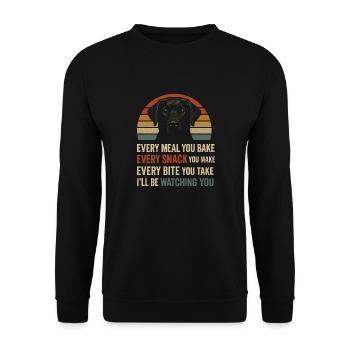 Drôle de dicton du Labrador à propos de votre nourriture - Sweat-shirt Unisexe - noir - Devant - Alina (178cm) & Michal (187cm)