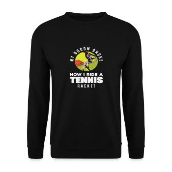 Tennis Player Witch With Tennis Racket - Unisex Sweatshirt - black - Front - Alina (178cm) & Michal (187cm)