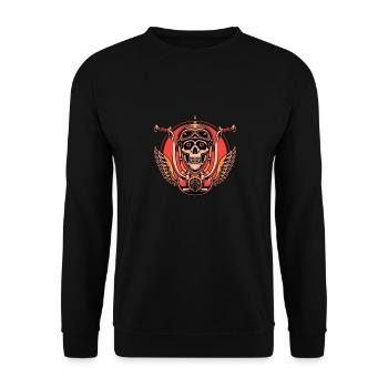 crâne motard chopper motard - Sweat-shirt Unisexe - noir - Devant - Alina (178cm) & Michal (187cm)