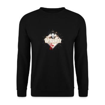Ville d’Osaka, Japon, Souvenir vintage rétro Geisha - Sweat-shirt Unisexe - noir - Devant - Alina (178cm) & Michal (187cm)