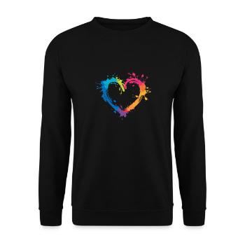 Colorful heart made of splashes of color for creative minds - Unisex Sweatshirt - black - Front - Alina (178cm) & Michal (187cm)