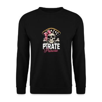 Piratenprinzessin Totenkopf Mit Schleife - Unisex Pullover - Schwarz - Vorne - Alina (178cm) & Michal (187cm)