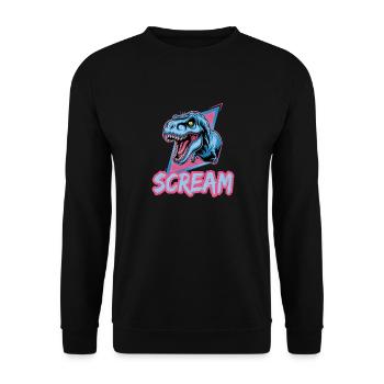 T-Rex Scream Retro Dinosaur Art - Unisex Sweatshirt - black - Front - Alina (178cm) & Michal (187cm)