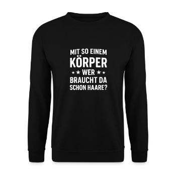 Mit Glatze und Body zum Sieg - Unisex Pullover - Schwarz - Vorne - Alina (178cm) & Michal (187cm)