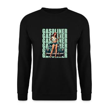 Gasoliner Rockabilly Retro Pin-Up - Unisex Pullover - Schwarz - Vorne - Alina (178cm) & Michal (187cm)