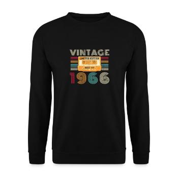 60 Year 1966 Vintage Retro Birthday - Unisex Sweatshirt - black - Front - Alina (178cm) & Michal (187cm)