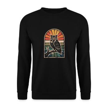 Vintage Eule Vogel - Unisex Pullover - Schwarz - Vorne - Alina (178cm) & Michal (187cm)