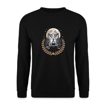 Eule Vogel Mond Natur - Unisex Pullover - Schwarz - Vorne - Alina (178cm) & Michal (187cm)