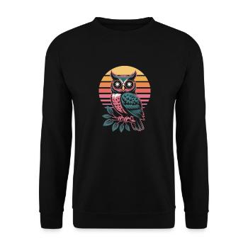 Eule Vogel - Unisex Pullover - Schwarz - Vorne - Alina (178cm) & Michal (187cm)