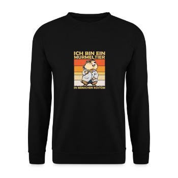 I'm a Groundhog in People Costume Rodent - Unisex Sweatshirt - black - Front - Alina (178cm) & Michal (187cm)