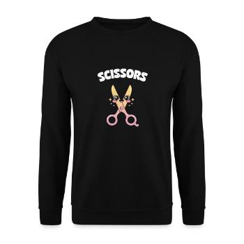 Scissors Stone Paper Group School Game Scissors Figurine - Unisex Sweatshirt - black - Front - Alina (178cm) & Michal (187cm)