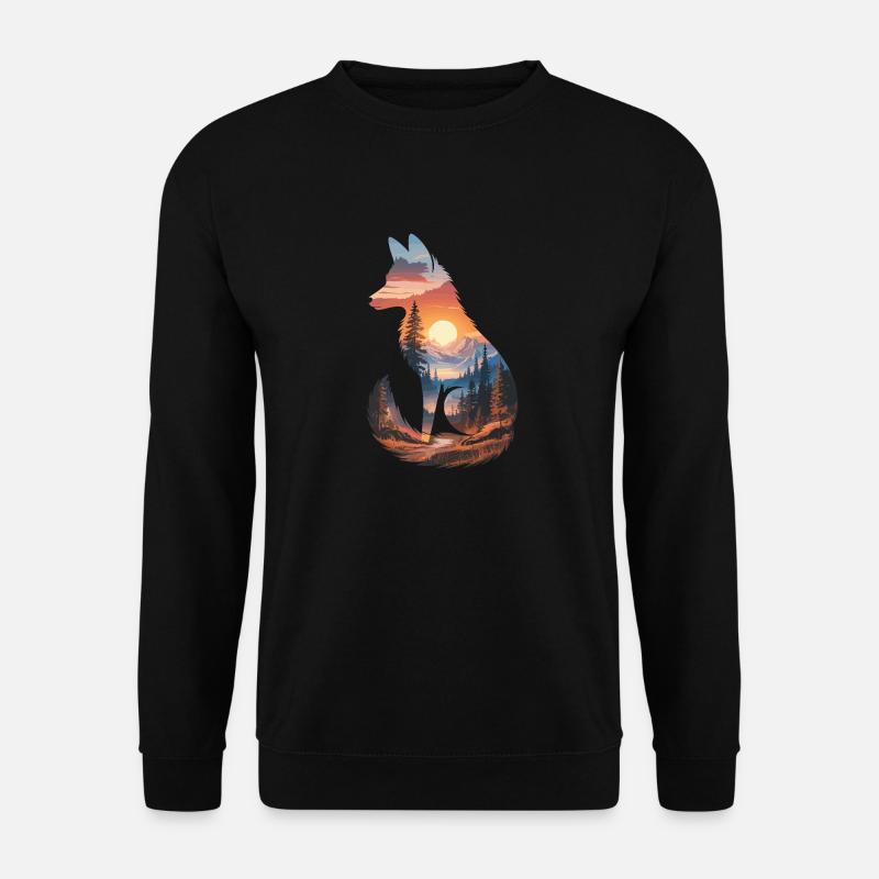 Fuchs Waldtier Natur - Unisex Pullover - Schwarz