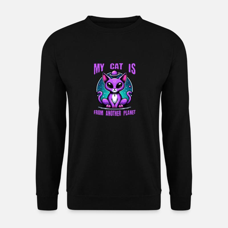 Katze Astronaut Katzenliebhaber - Unisex Pullover - Schwarz