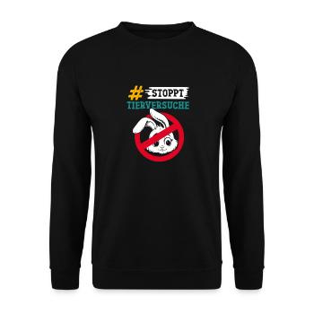Tierschutz STOPPT TIERVERSUCHE GEGEN VERSUCHE - Unisex Pullover - Schwarz - Vorne - Alina (178cm) & Michal (187cm)